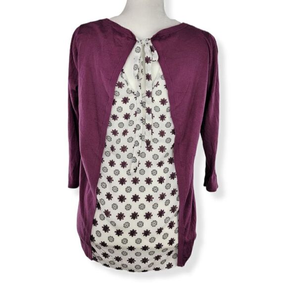 Loft Outlet Purple Knit Shirt 3/4 sleeve XS - Picture 3 of 3